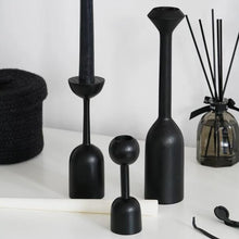 Load image into Gallery viewer, Black Matt Wooden Candlesticks
