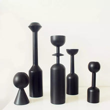 Load image into Gallery viewer, Black Matt Wooden Candlesticks
