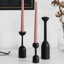 Load image into Gallery viewer, Black Matt Wooden Candlesticks
