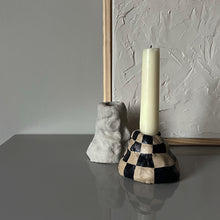 Load image into Gallery viewer, Charcoal Black Checkered Pile Candlestick
