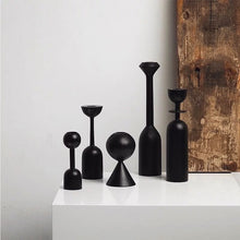 Load image into Gallery viewer, Black Matt Wooden Candlesticks
