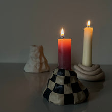 Load image into Gallery viewer, Charcoal Black Checkered Pile Candlestick
